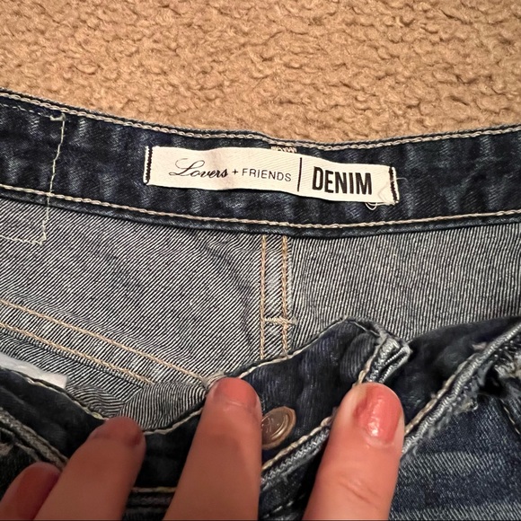 Lovers + Friends Dylan Magnolia Wash Distressed Denim Shorts - Picture 2 of 4